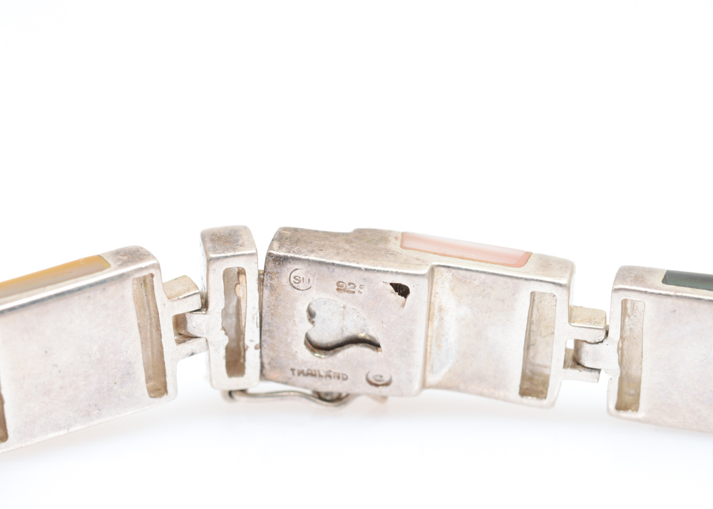 Sterling Silver Bracelet with Mother of Pearl