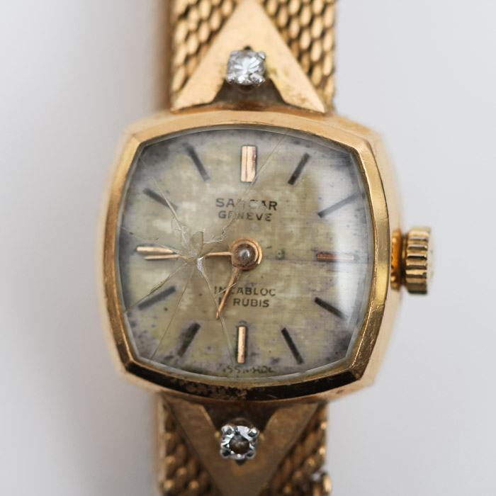 Vintage 18K Gold Sarcar Watch with Diamonds