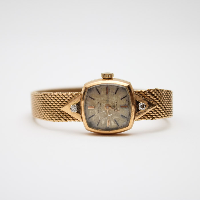 Vintage 18K Gold Sarcar Watch with Diamonds