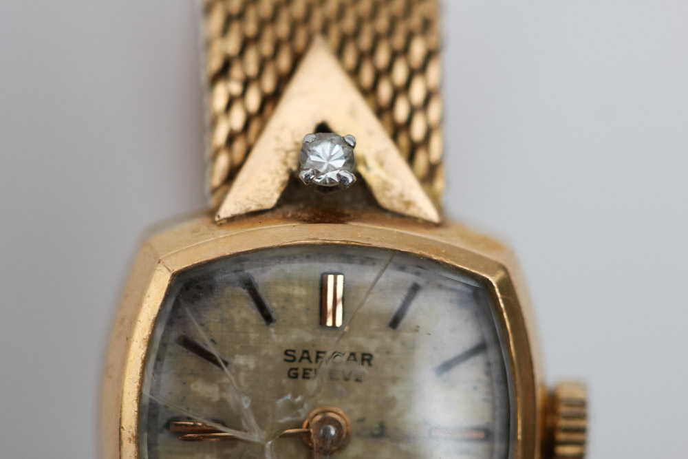 Vintage 18K Gold Sarcar Watch with Diamonds