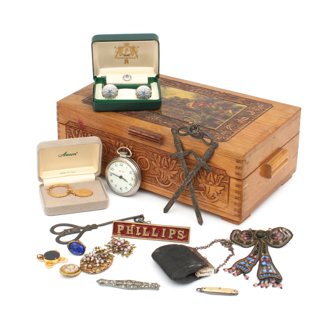 Selection of Vintage Costume Jewelry with Jewelry Box