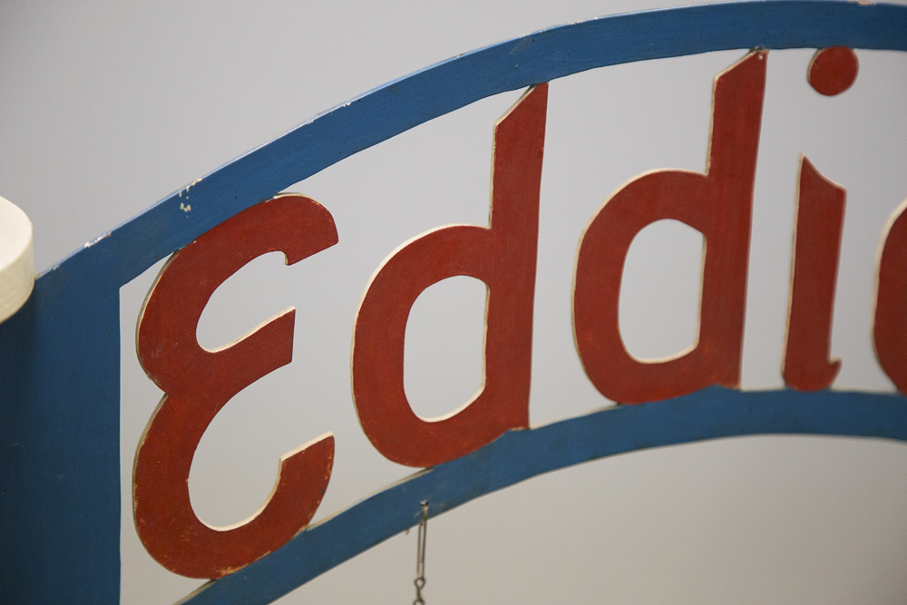 Vintage Handmade Eddie's Barber Shop Window SIgn