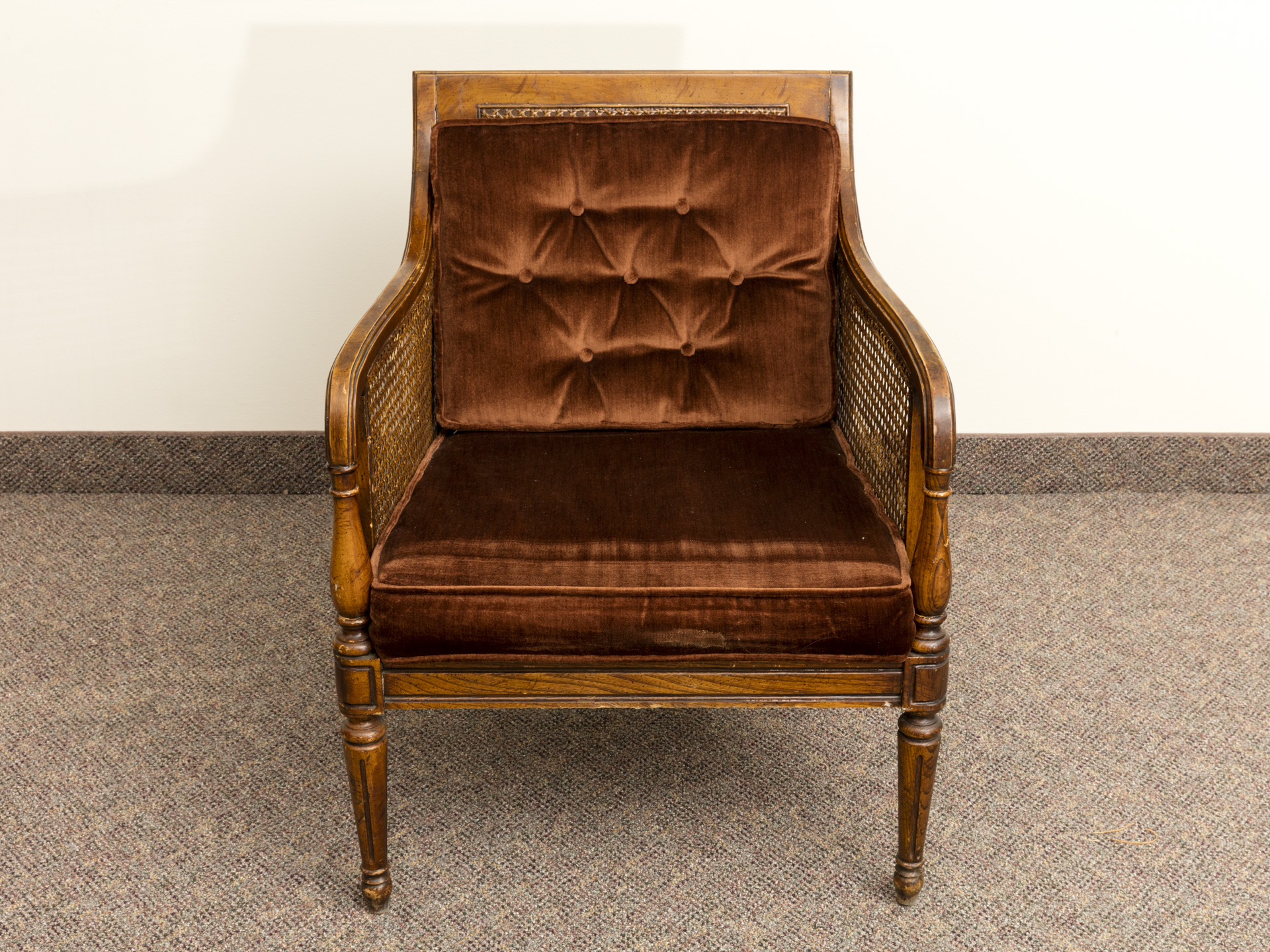 Vintage Regency Style Caned Armchair