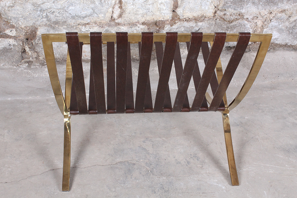 Leather Barcelona Style Chair with Ottoman