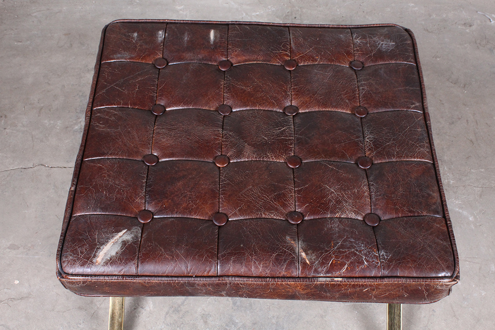 Leather Barcelona Style Chair with Ottoman