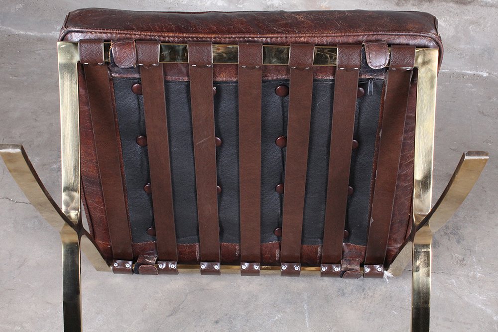 Leather Barcelona Style Chair with Ottoman