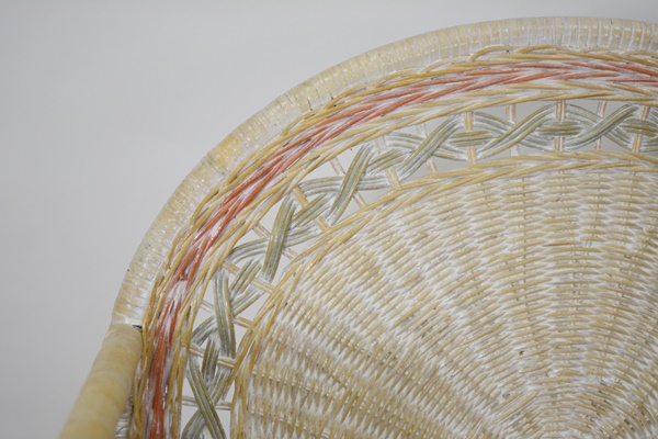 White Washed Wicker Curio Shelf Unit