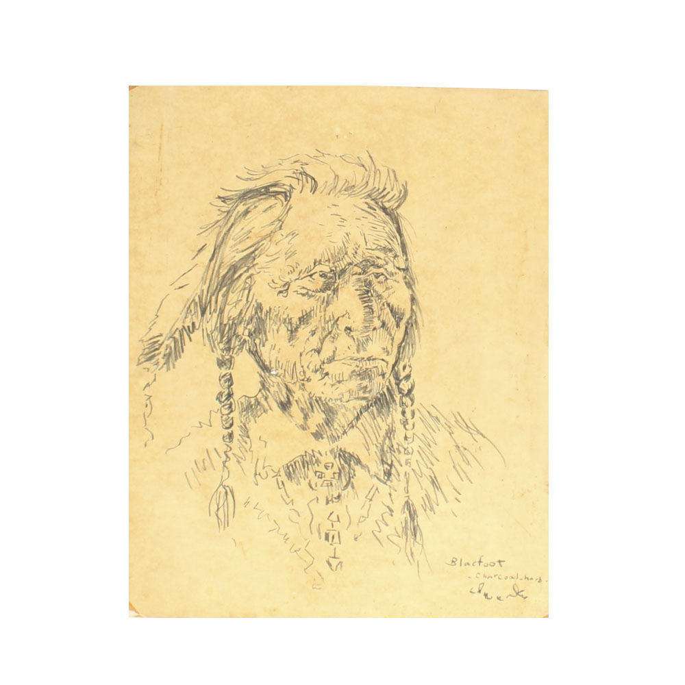 Charcoal Drawing Titled "Blackfoot"