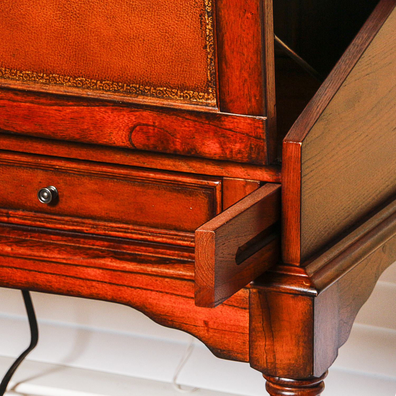 Vintage Drop Front Writing Desk with Eight Drawers
