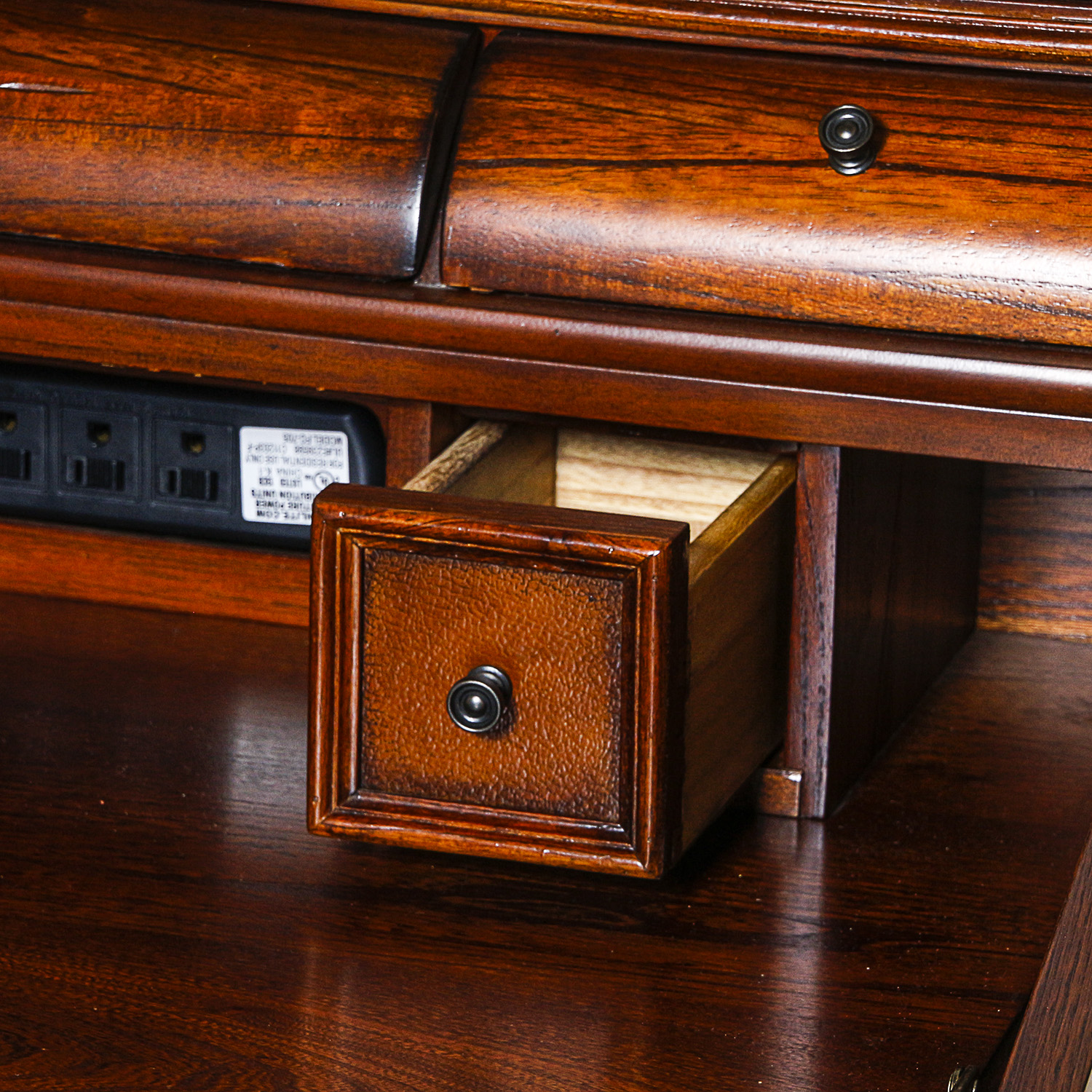 Vintage Drop Front Writing Desk with Eight Drawers