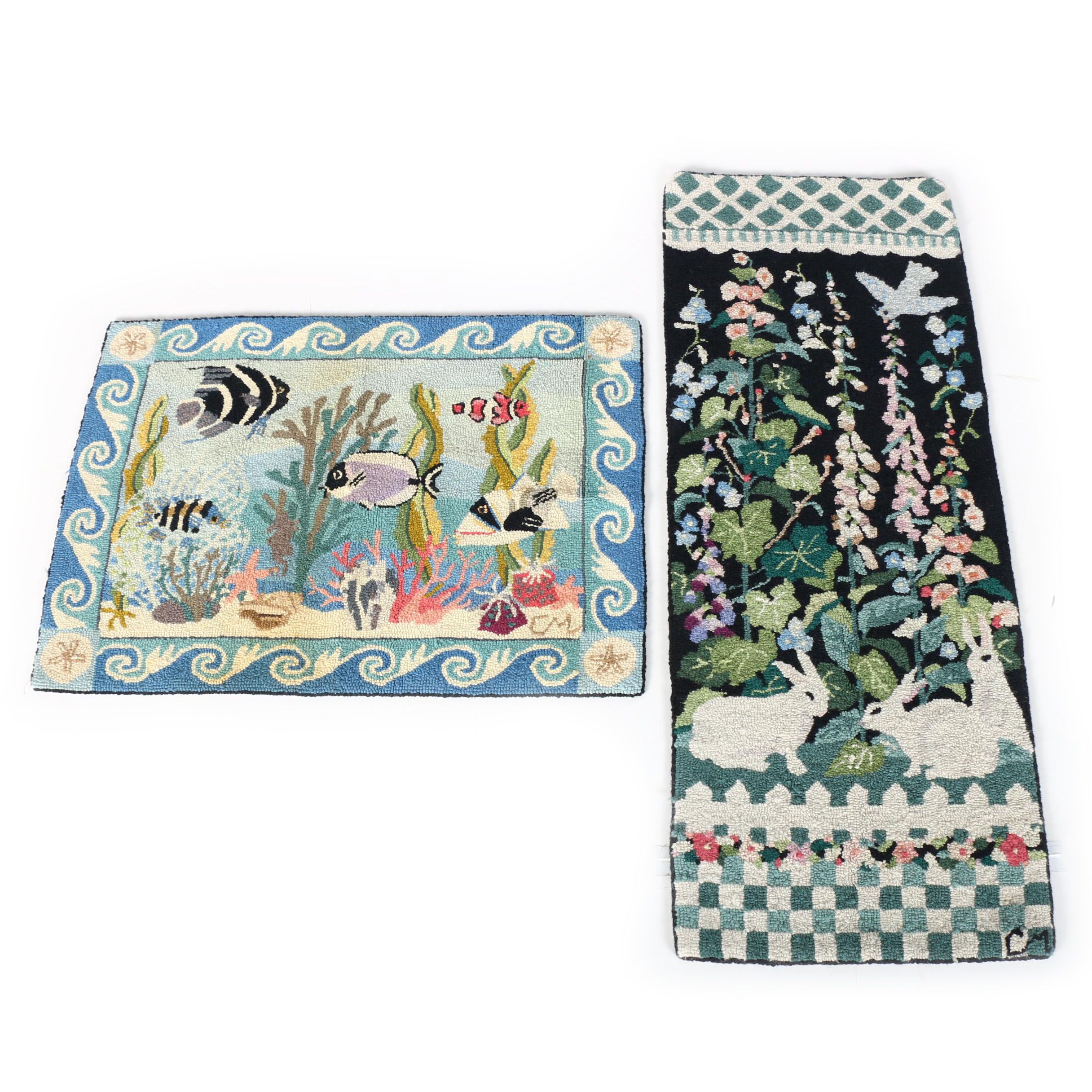 Pair of Claire Murray Hand Hooked Pictorial Rugs