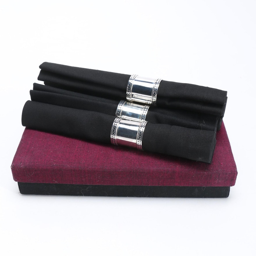 Handcrafted Balinese Sterling Silver Napkin Rings with Case