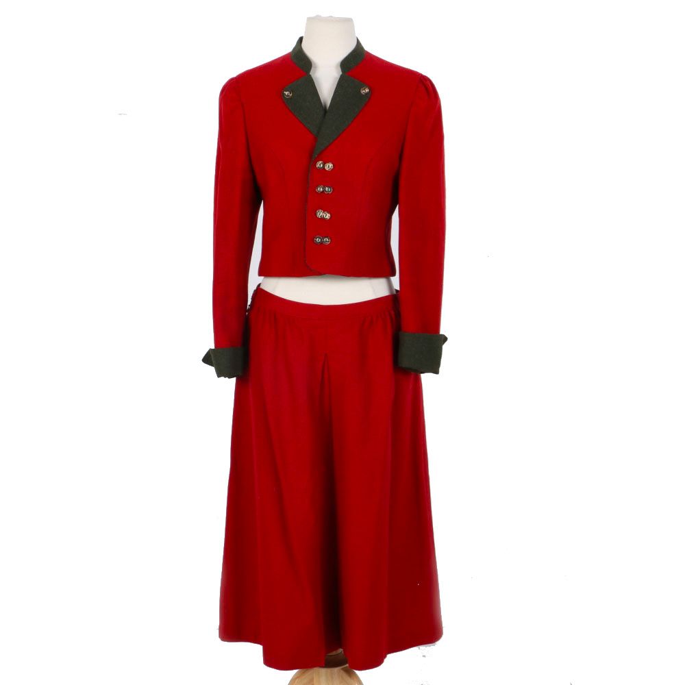 1980s Lodenfrey Red Wool Skirt Suit
