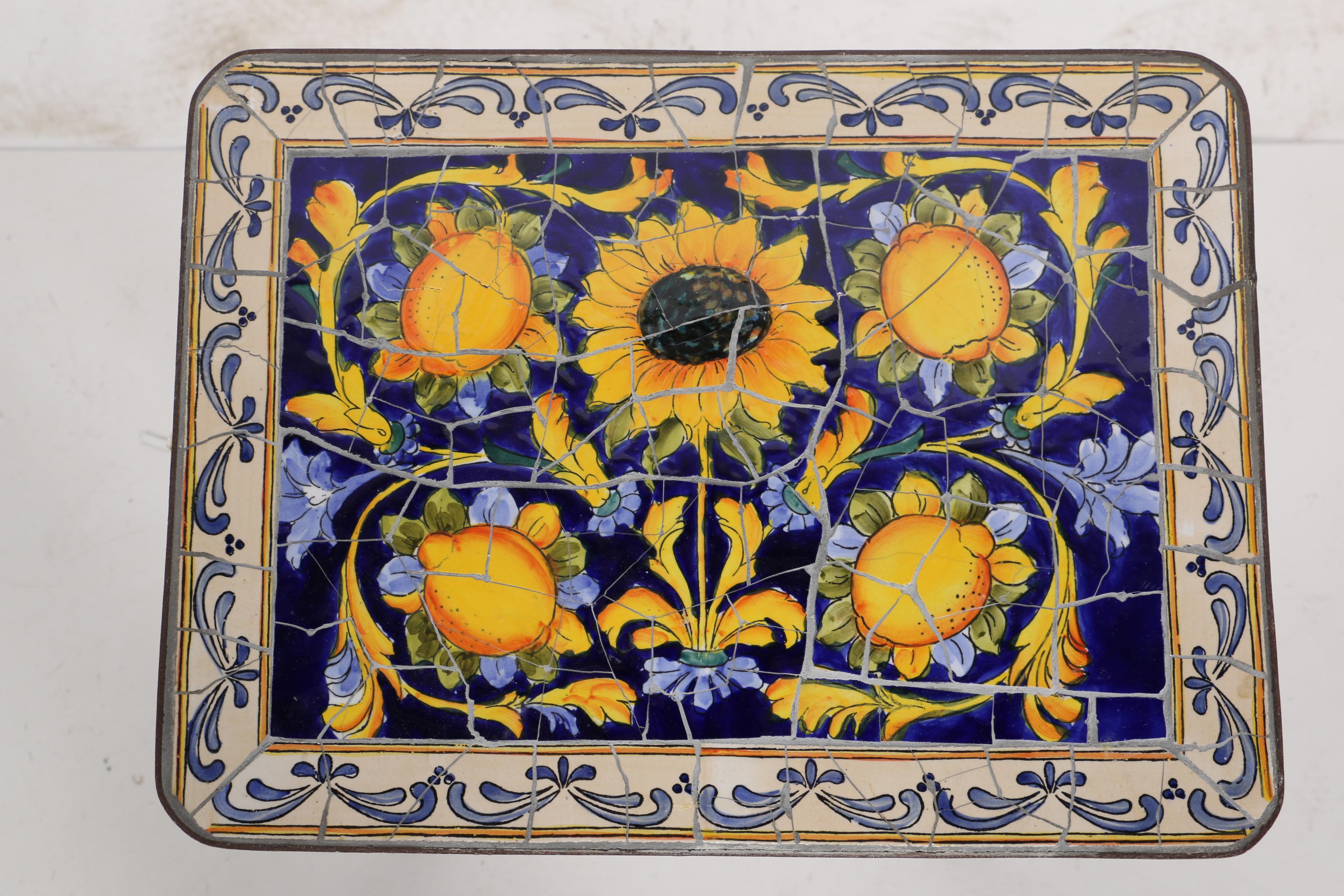 Contemporary Mosaic Top Patio Side Table