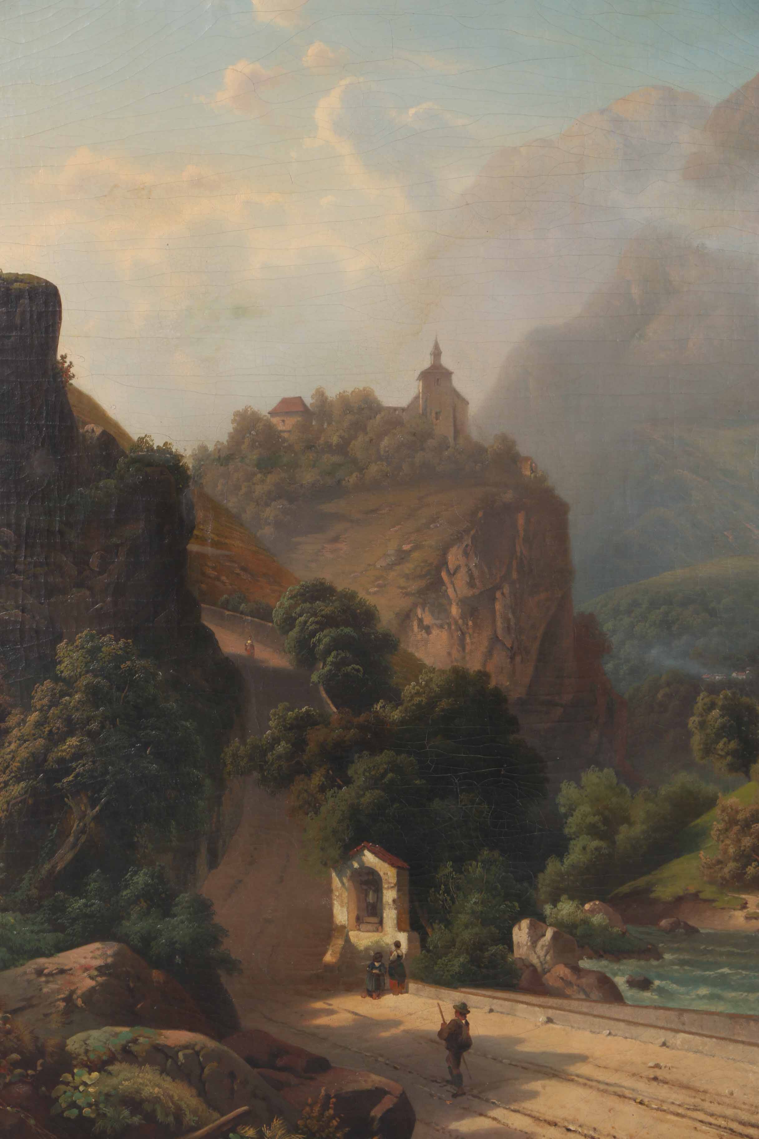 J. H. Oil Painting on Canvas Neoclassical Style Landscape