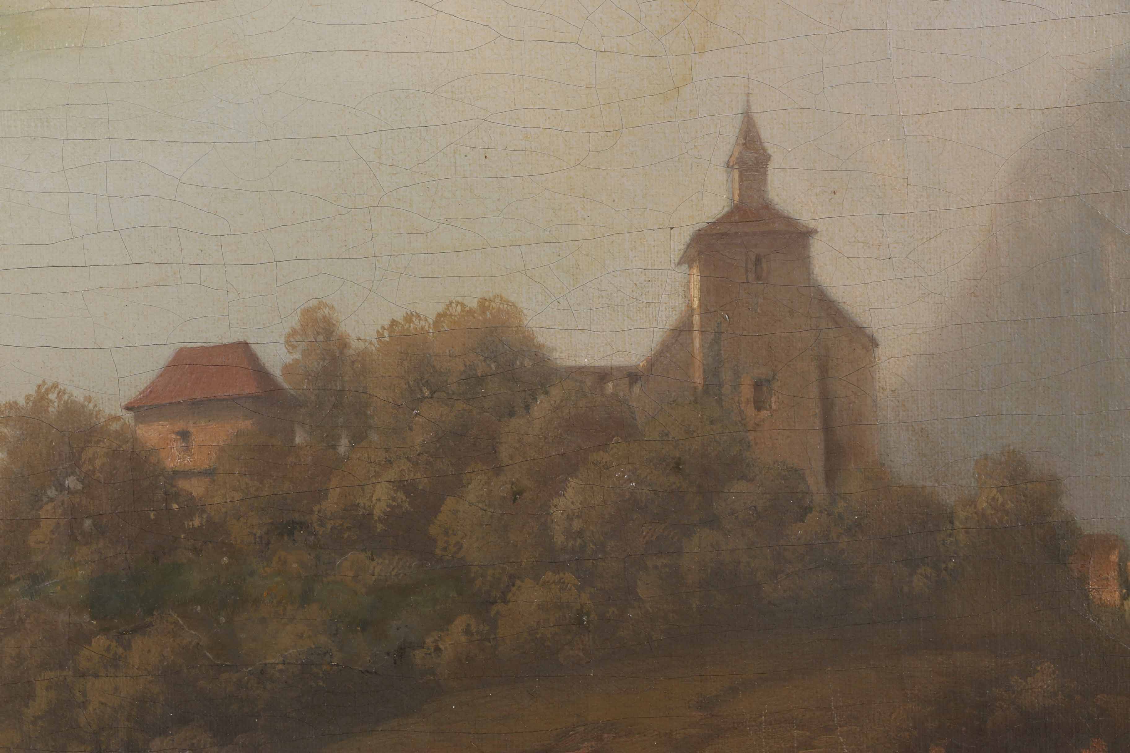 J. H. Oil Painting on Canvas Neoclassical Style Landscape