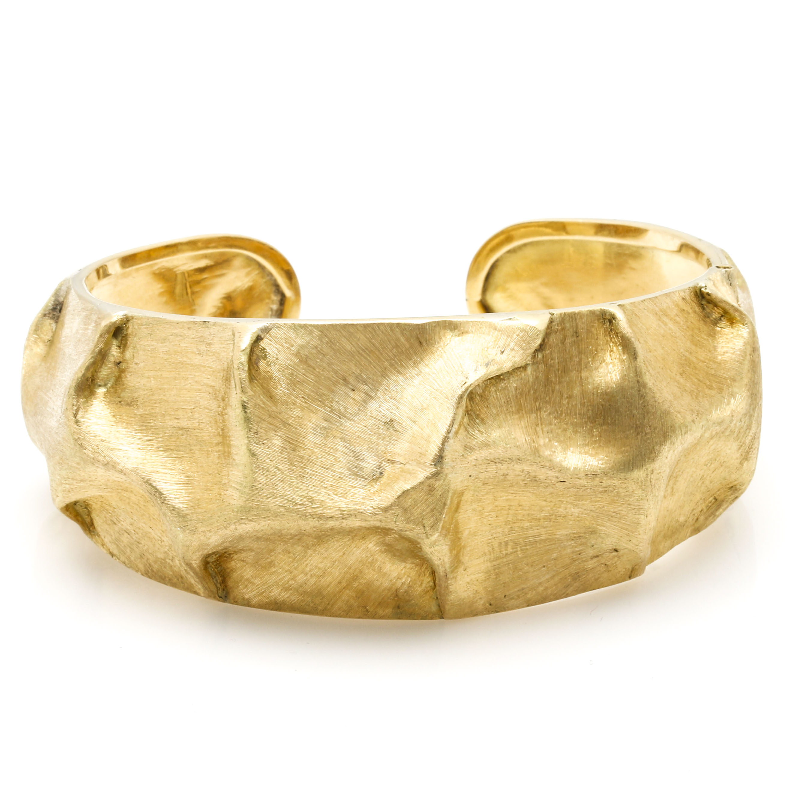 18K Yellow Gold Hammered Cuff Bracelet