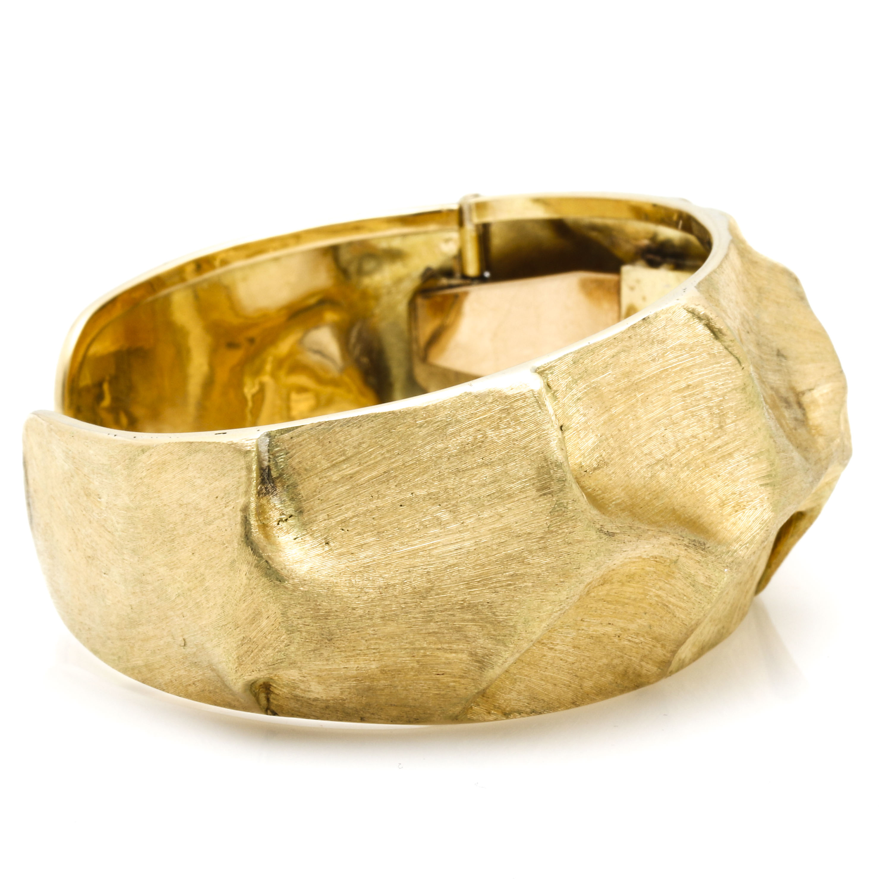 18K Yellow Gold Hammered Cuff Bracelet