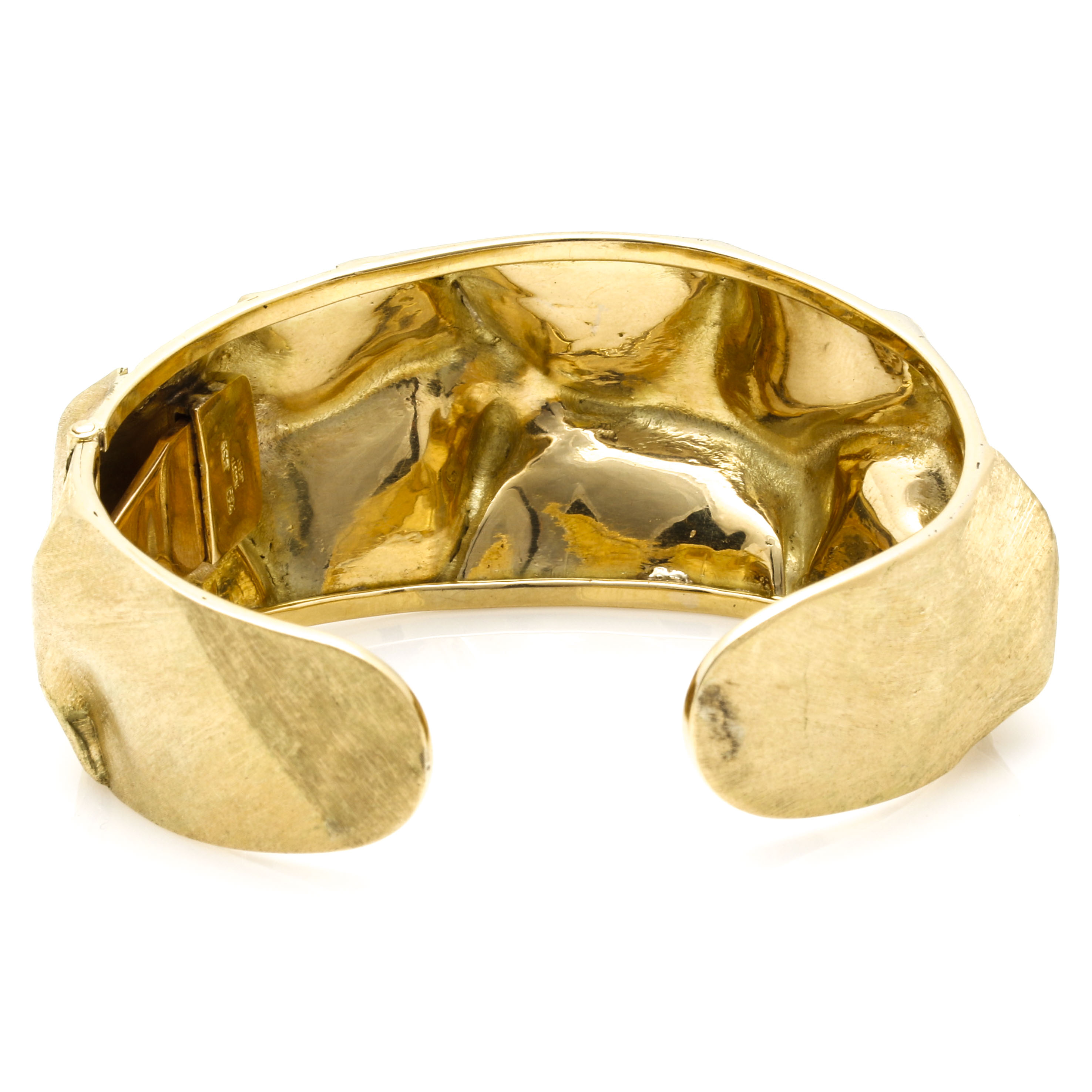 18K Yellow Gold Hammered Cuff Bracelet