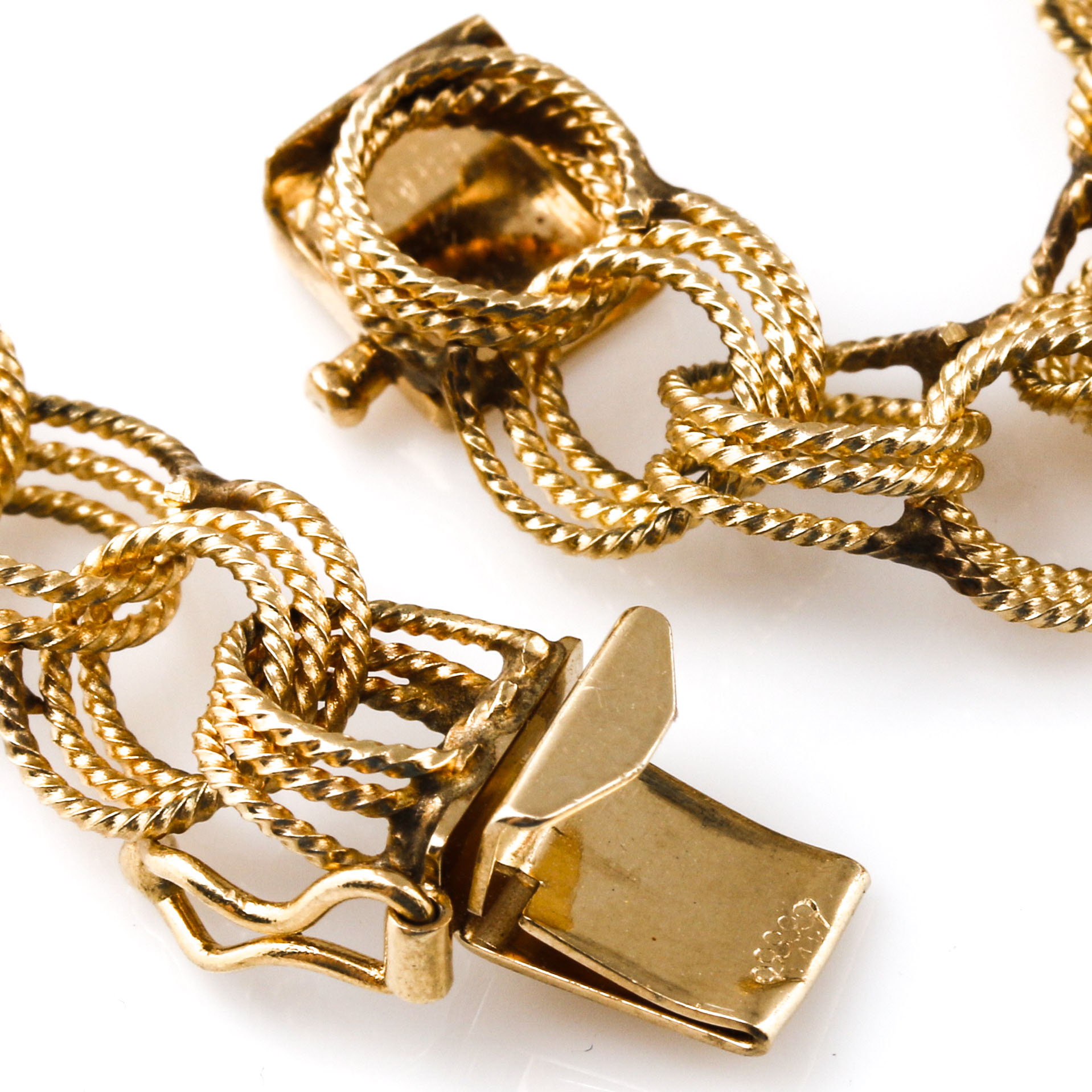 14K Yellow Gold Semi-Precious Stone Charm Bracelet