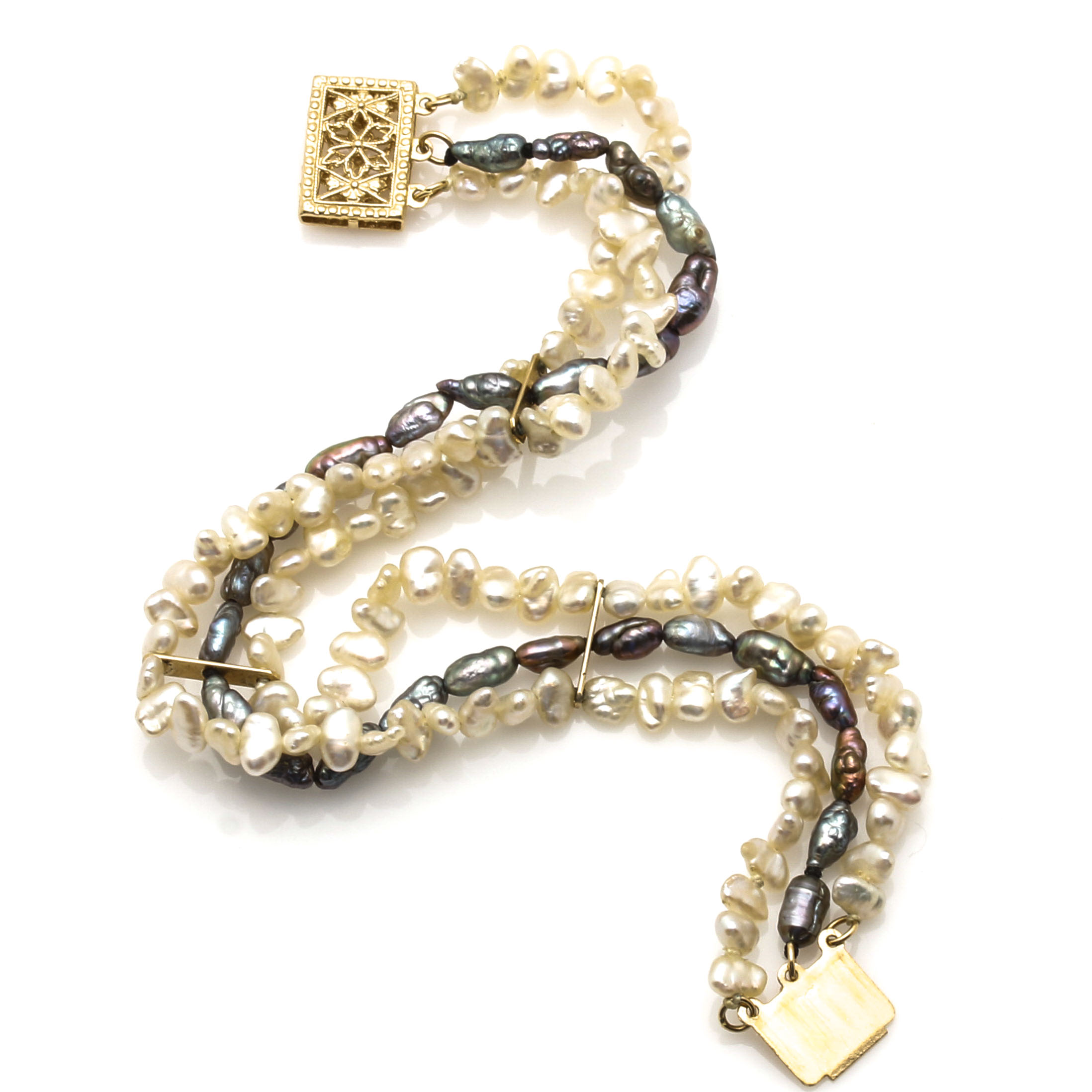 14K Yellow Gold Bracelet With Freshwater Pearls