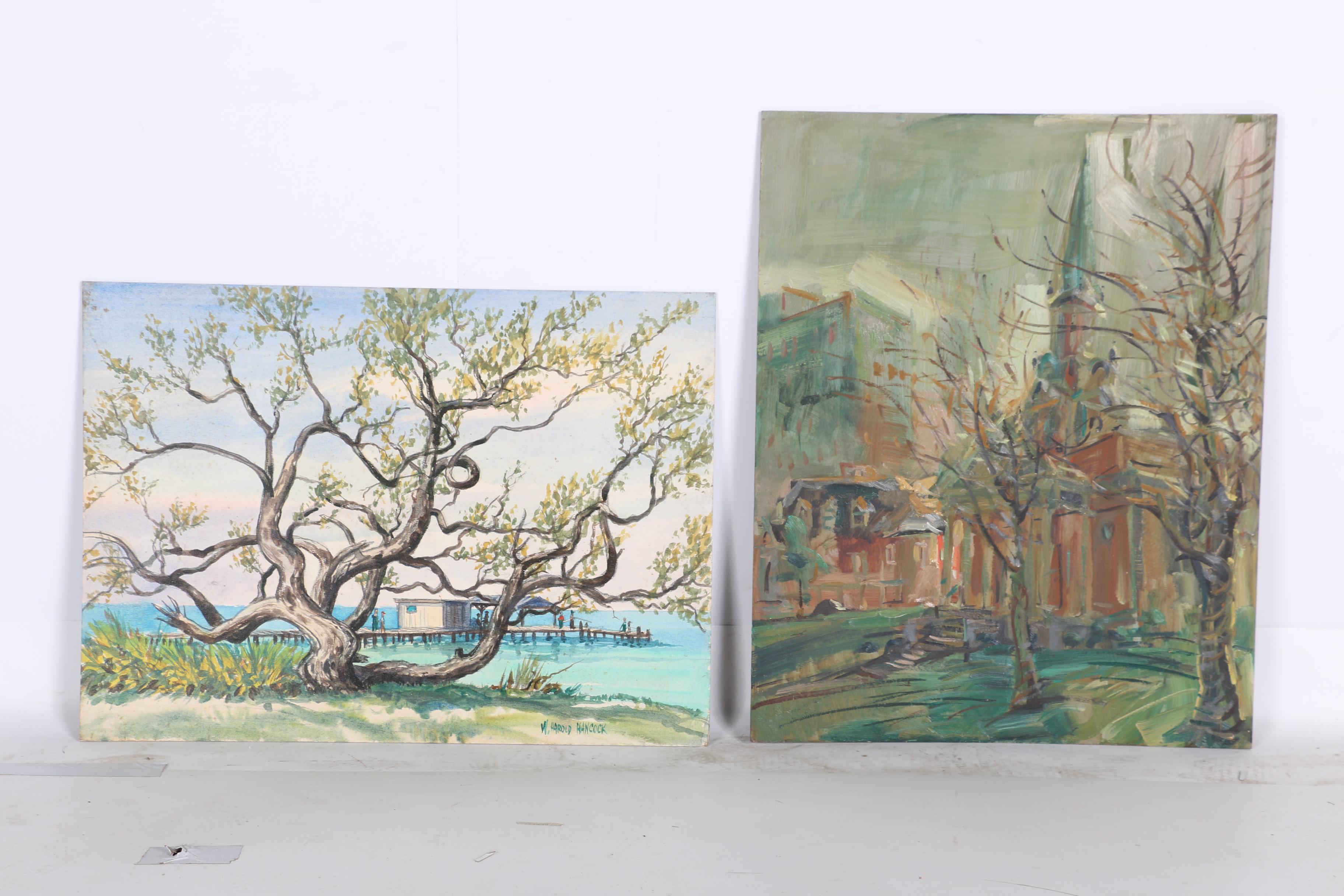 Acrylic on Panel Paintings Featuring W. Harold Hancock "Buttonwood Tree"
