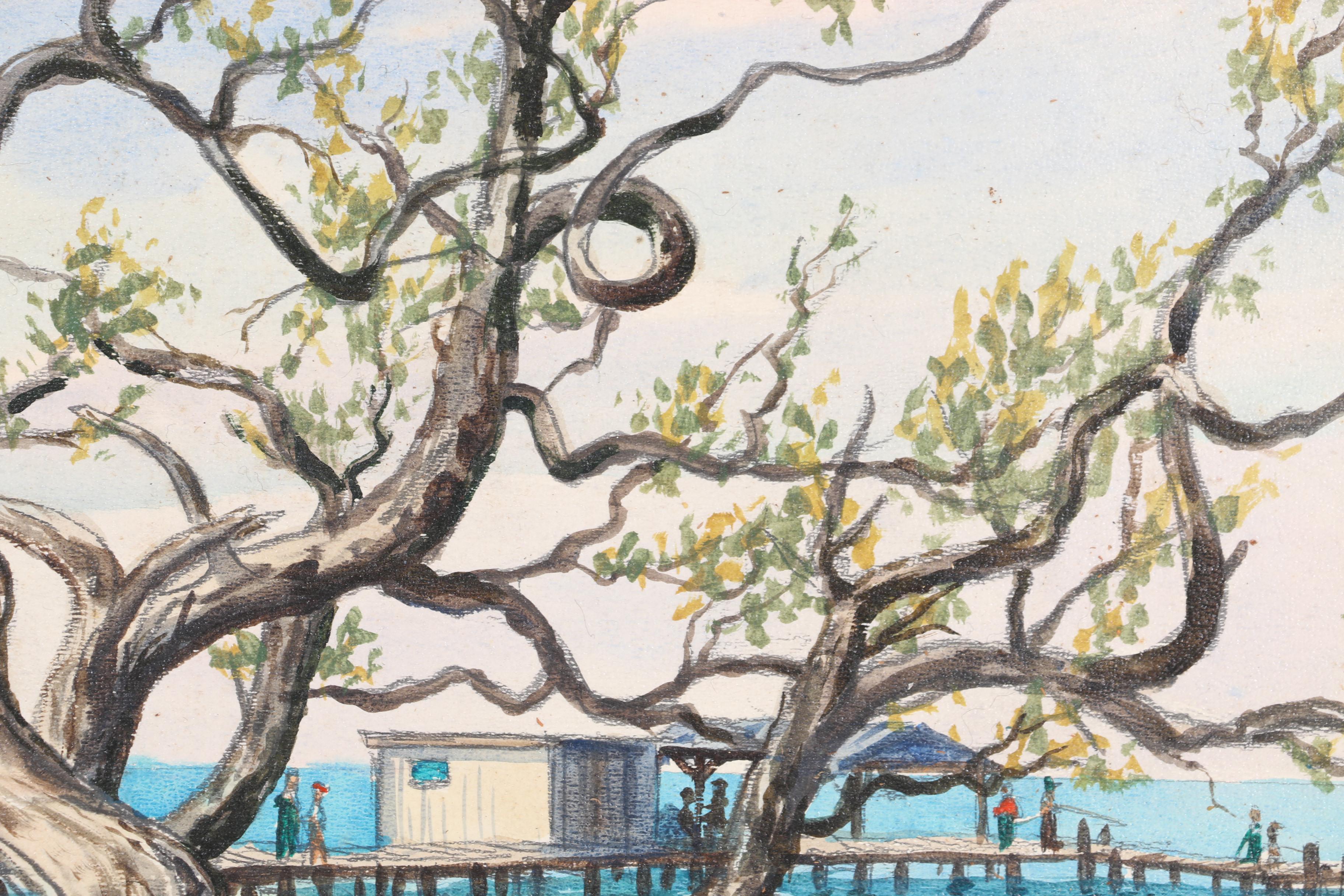 Acrylic on Panel Paintings Featuring W. Harold Hancock "Buttonwood Tree"