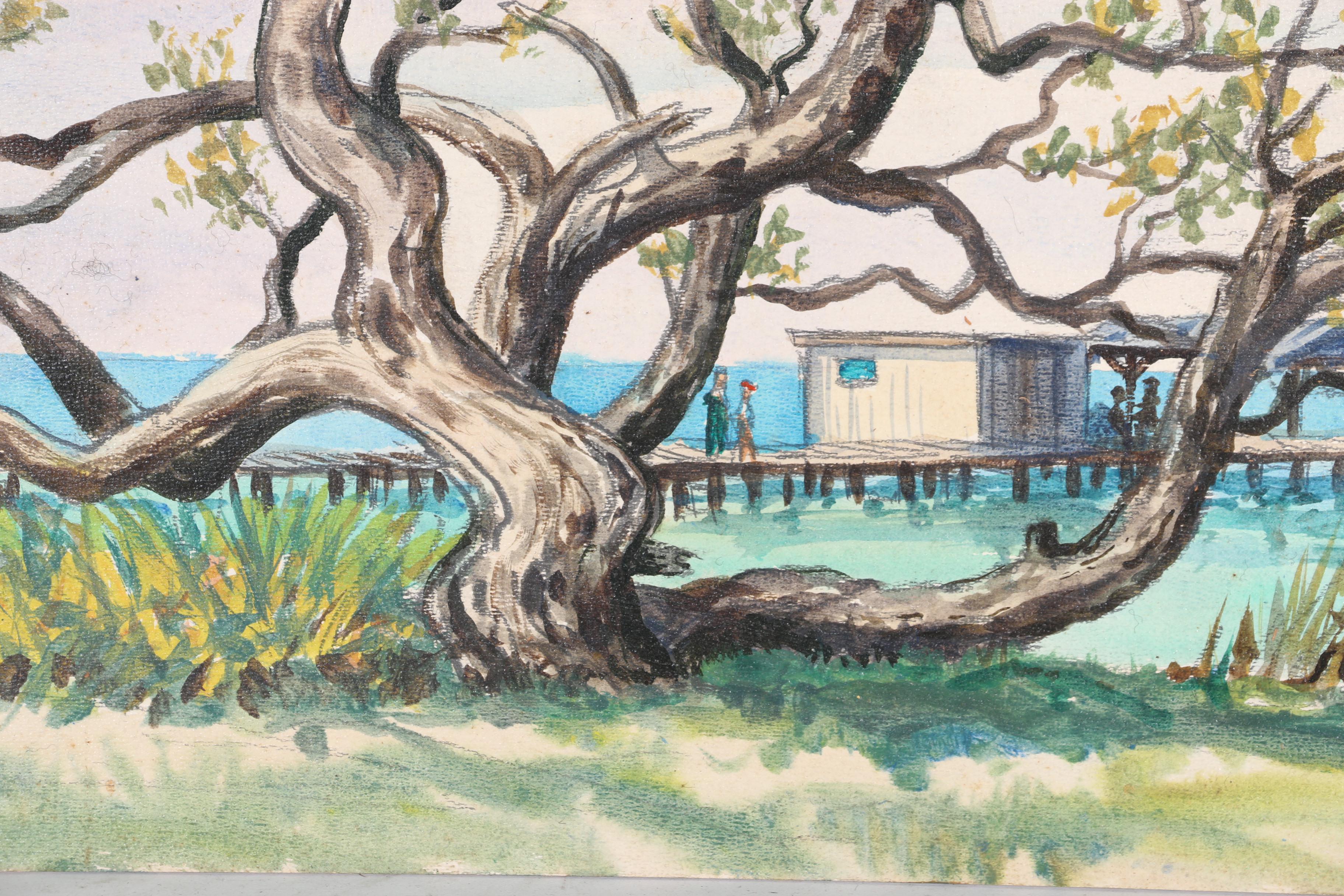 Acrylic on Panel Paintings Featuring W. Harold Hancock "Buttonwood Tree"