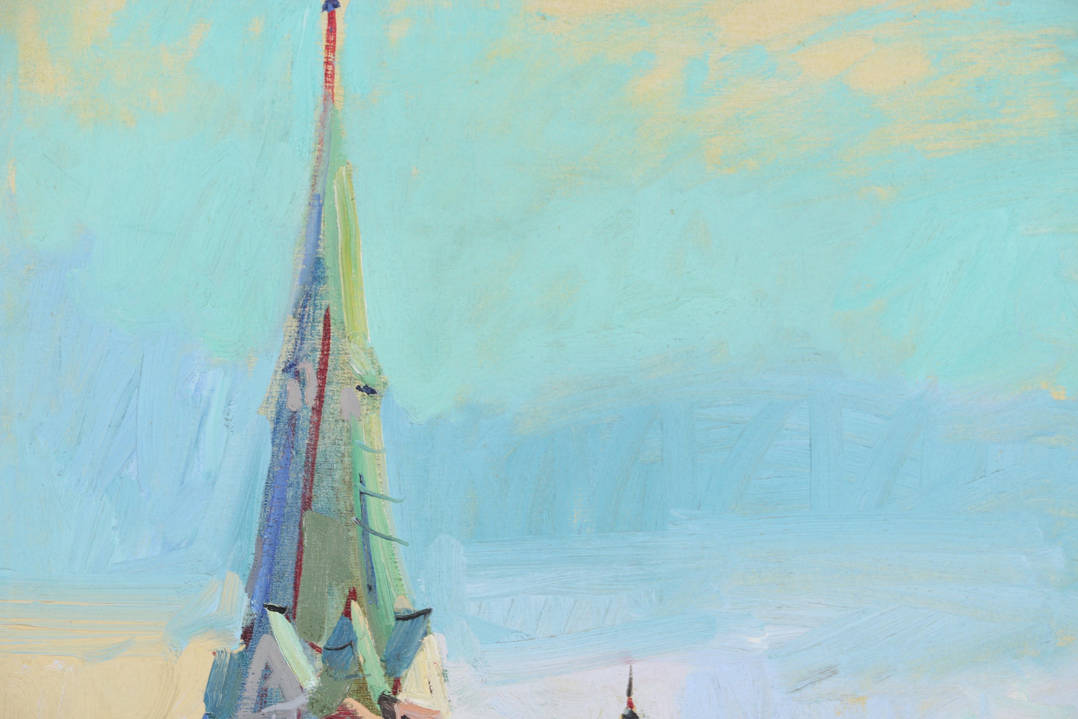 Forrest Jacobs Oil on Canvas of Streetscape