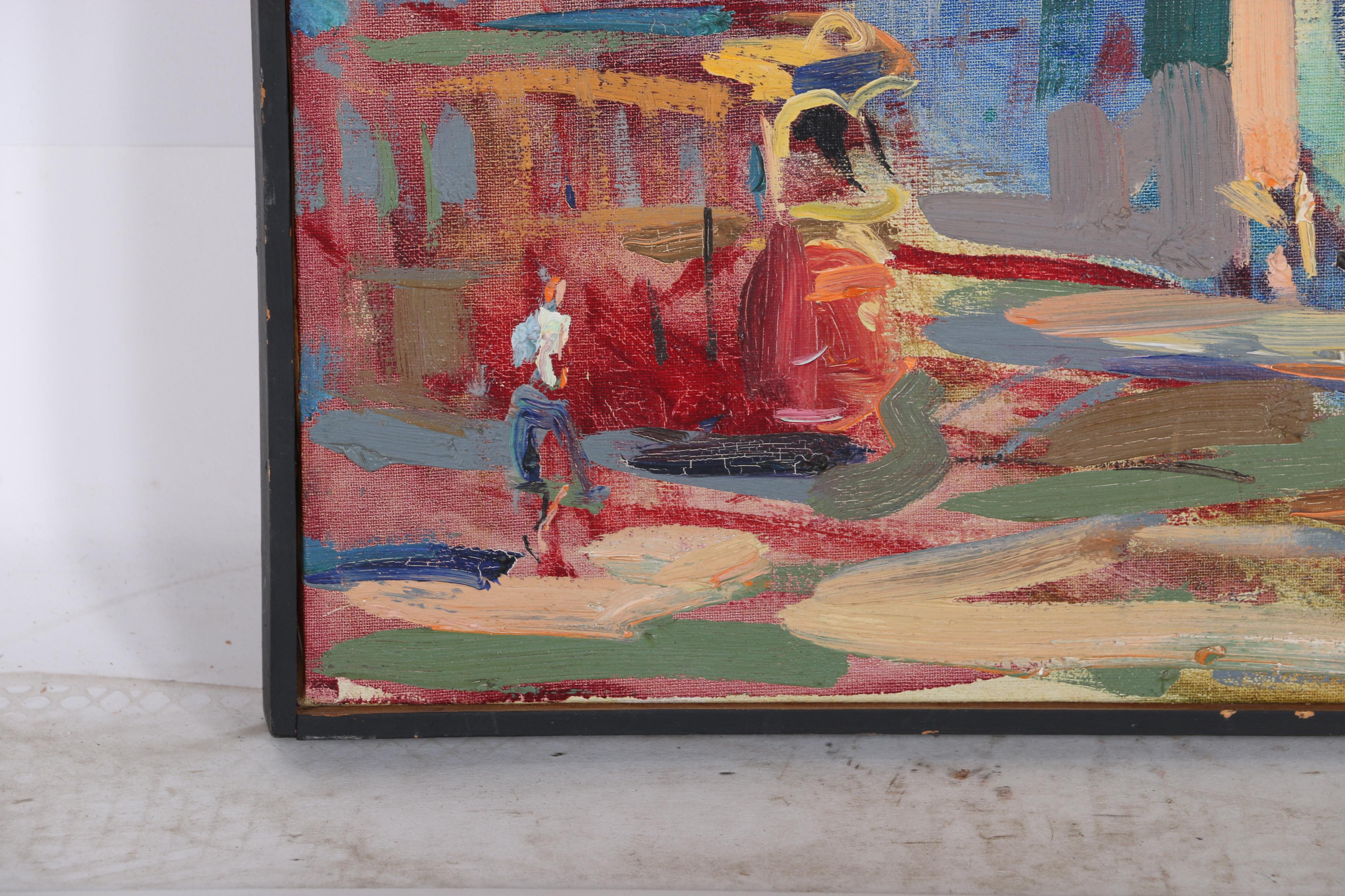 Forrest Jacobs Oil on Canvas of Streetscape