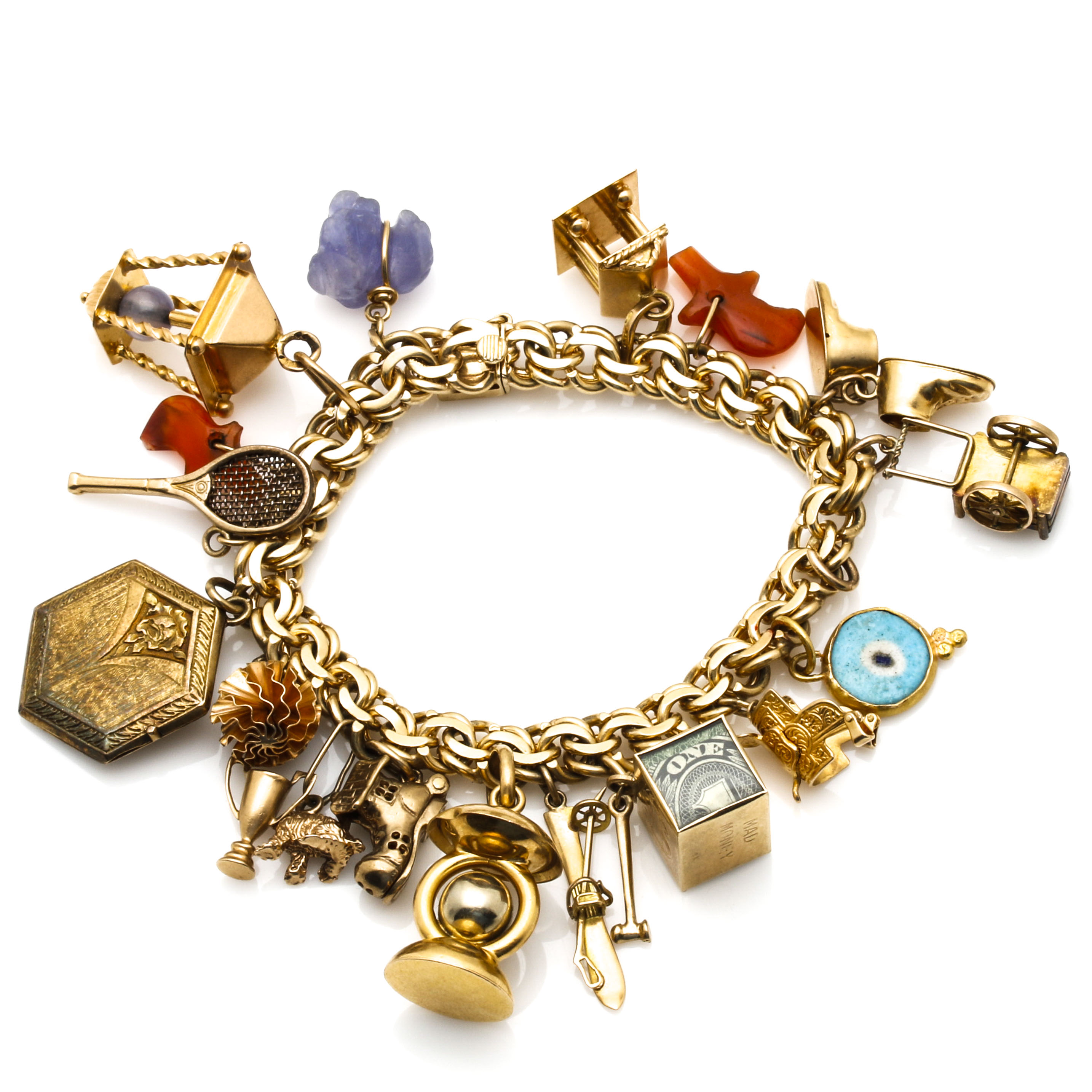 14K and 18K Yellow Gold Charm Bracelet