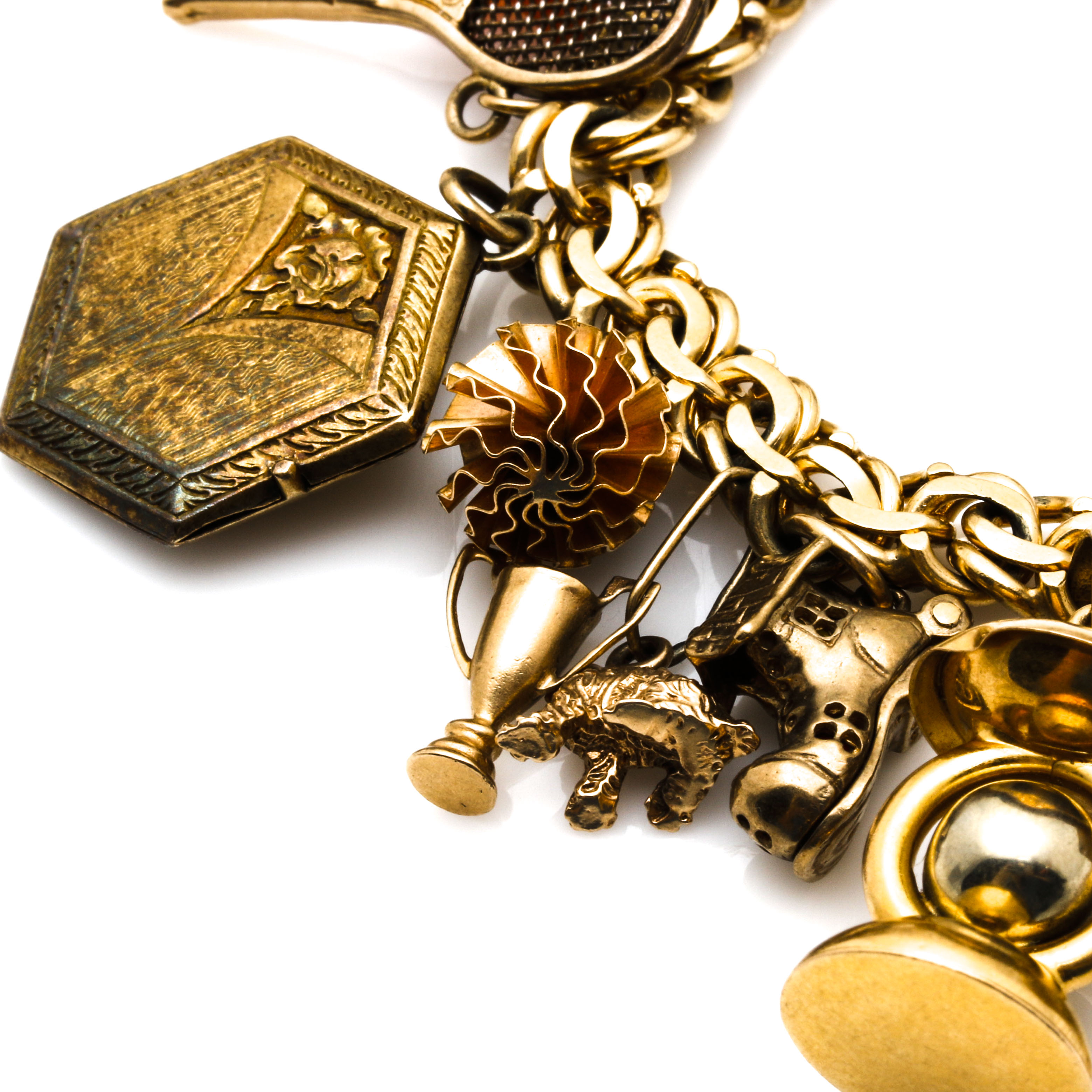 14K and 18K Yellow Gold Charm Bracelet