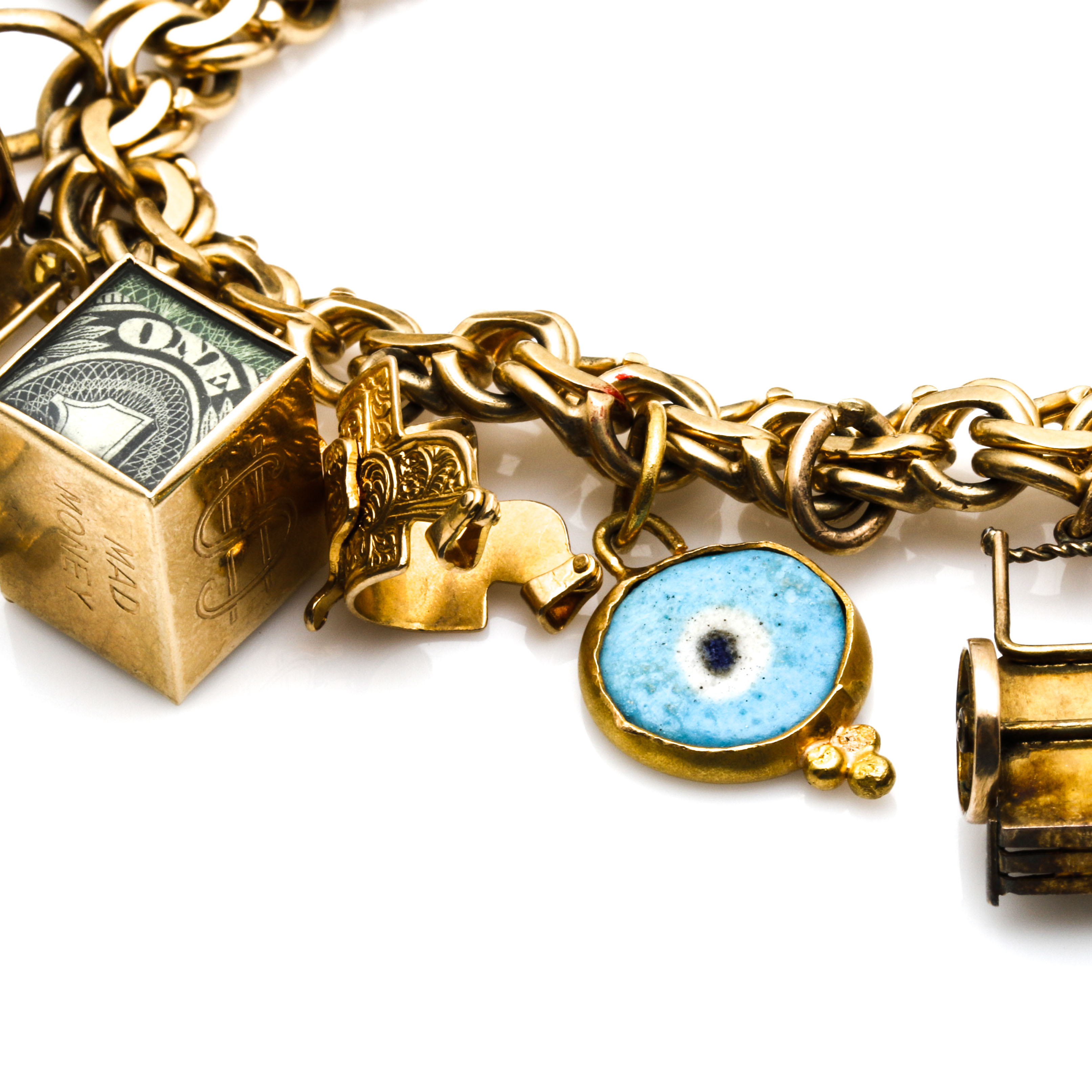 14K and 18K Yellow Gold Charm Bracelet