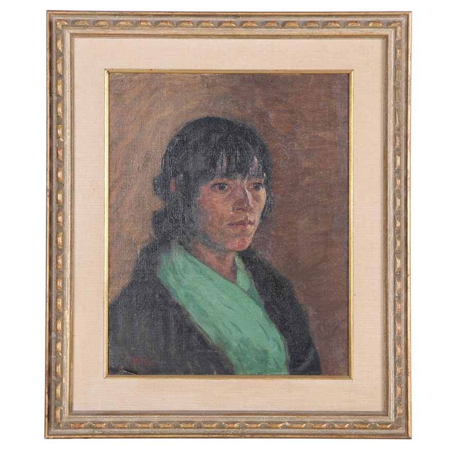 Simon Baus Acrylic on Canvas Female Portrait