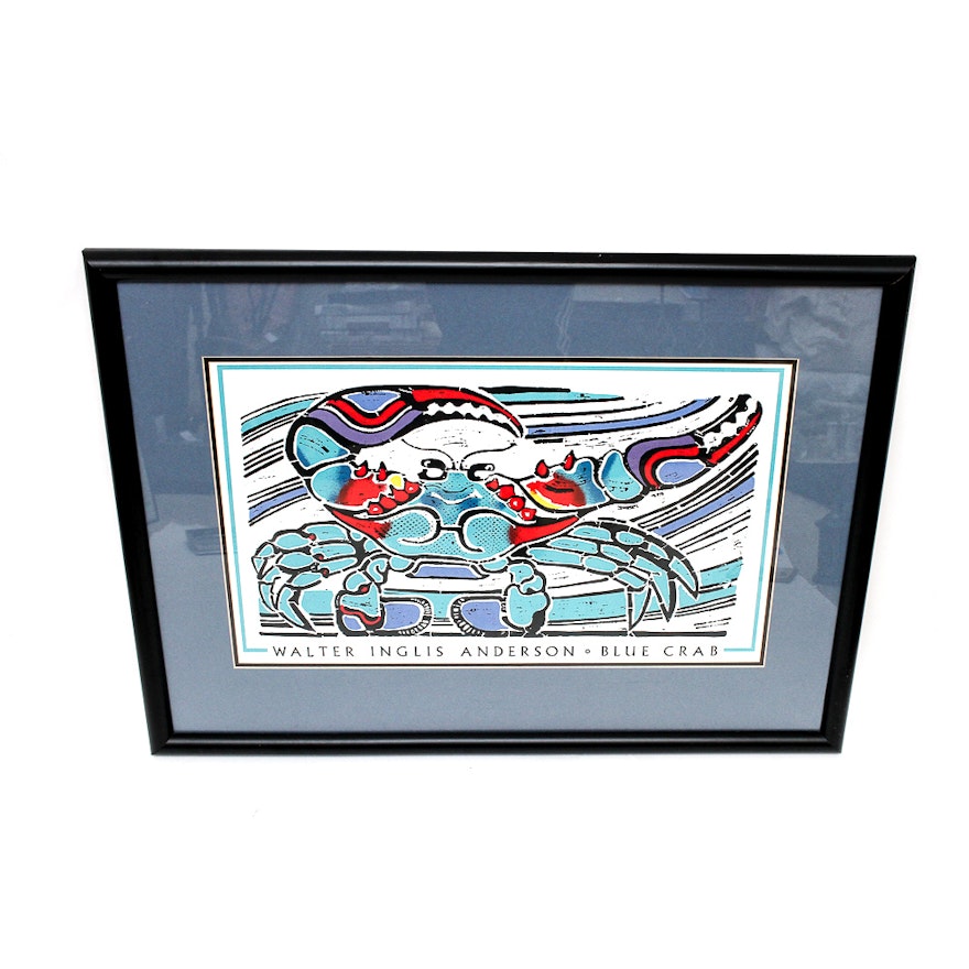 After Walter Inglis Anderson Offset Lithograph "Blue Crab"