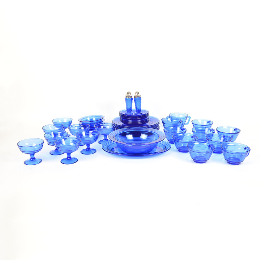 Hazel Atlas "Modern Tone" Cobalt Blue Depression Glassware