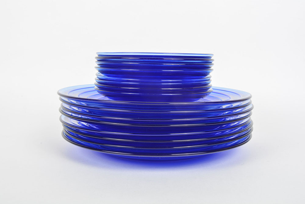 Hazel Atlas "Modern Tone" Cobalt Blue Depression Glassware