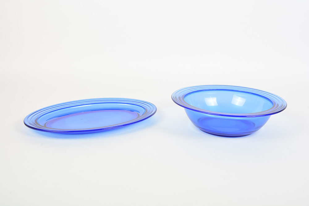 Hazel Atlas "Modern Tone" Cobalt Blue Depression Glassware