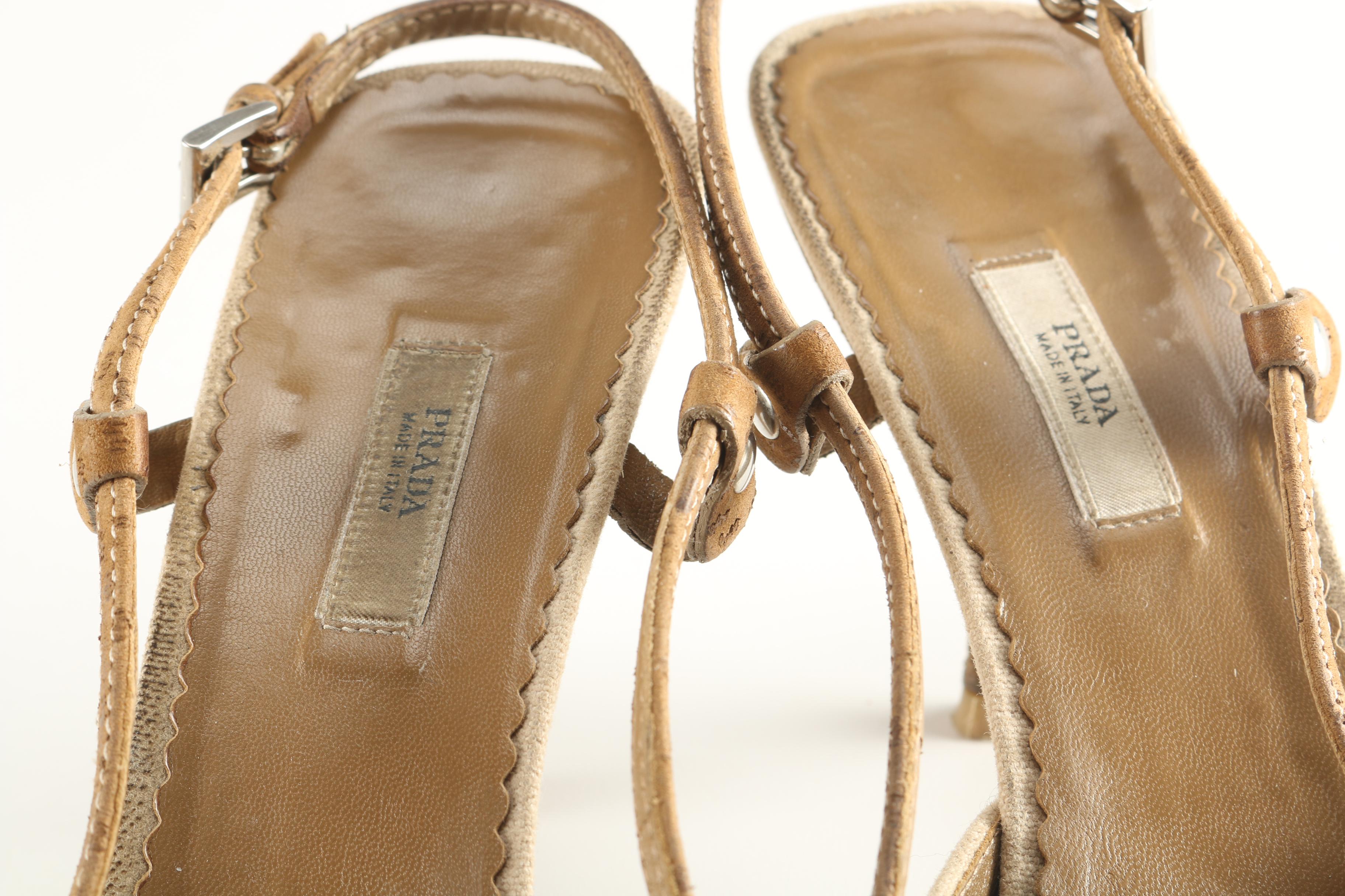 Prada and Manolo Blahnik Beige Slingbacks