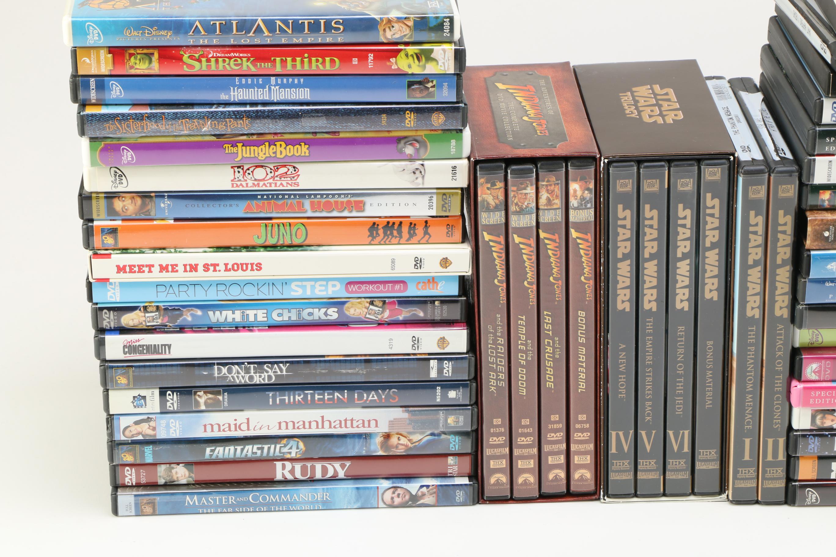 Over 80 DVDs and Blu-ray Player