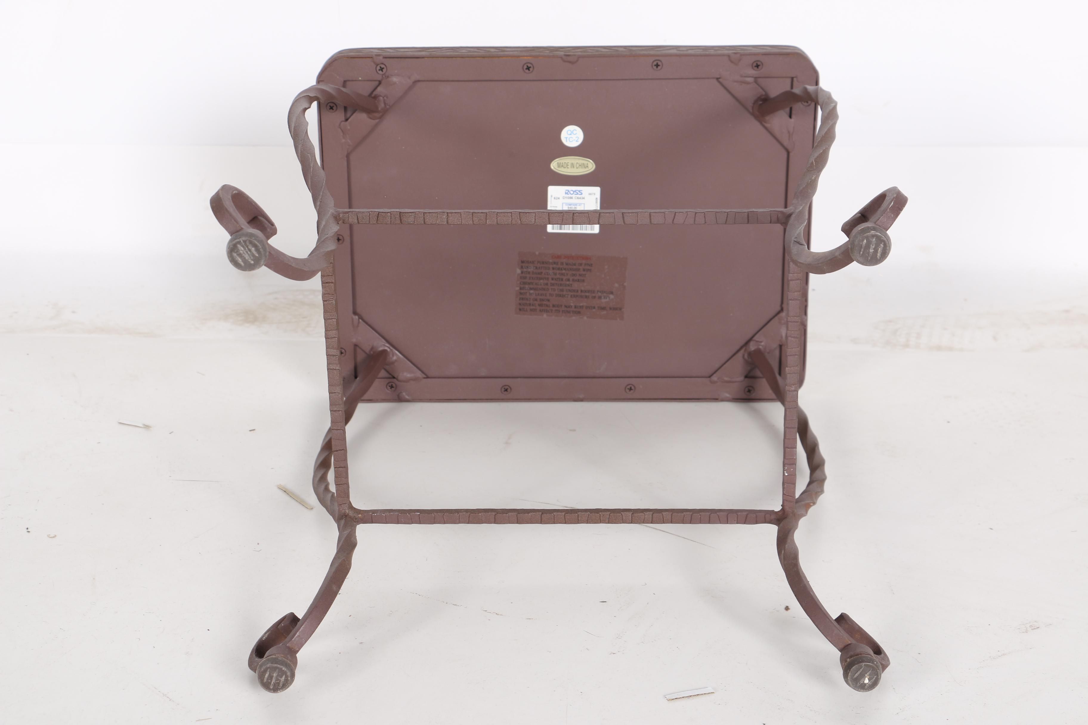 Contemporary Mosaic Top Patio Side Table