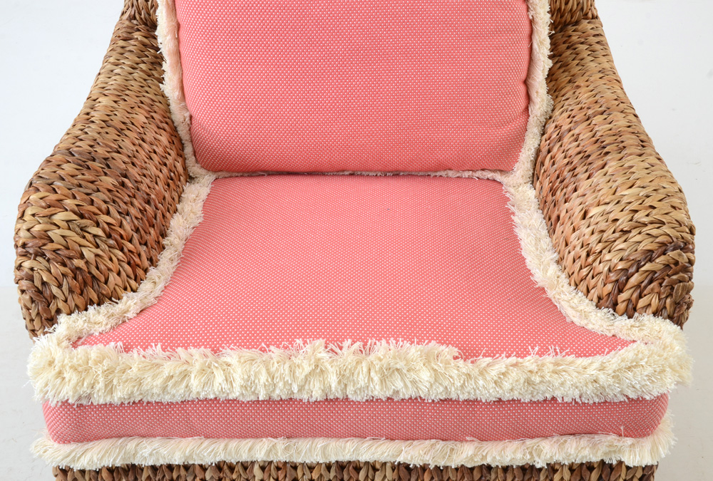 Woven Seagrass Armchair with Custom Cushions