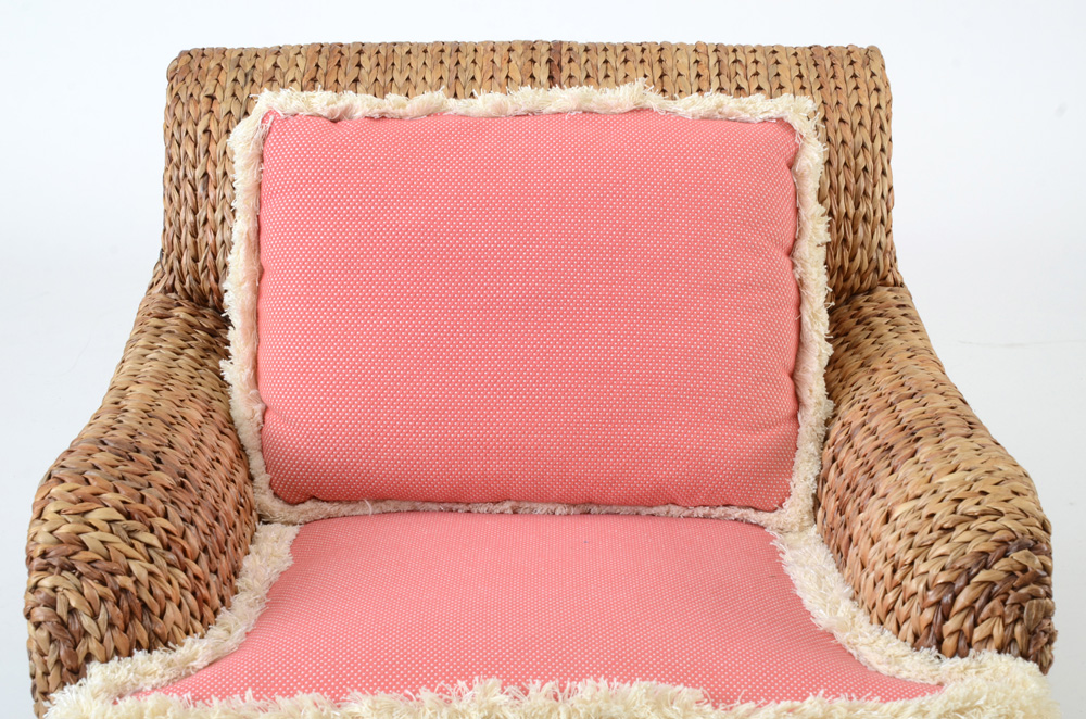 Woven Seagrass Armchair with Custom Cushions