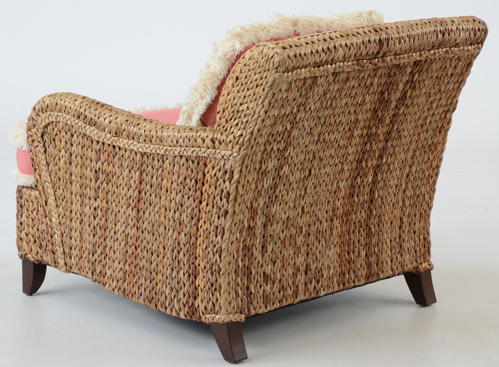 Woven Seagrass Armchair with Custom Cushions