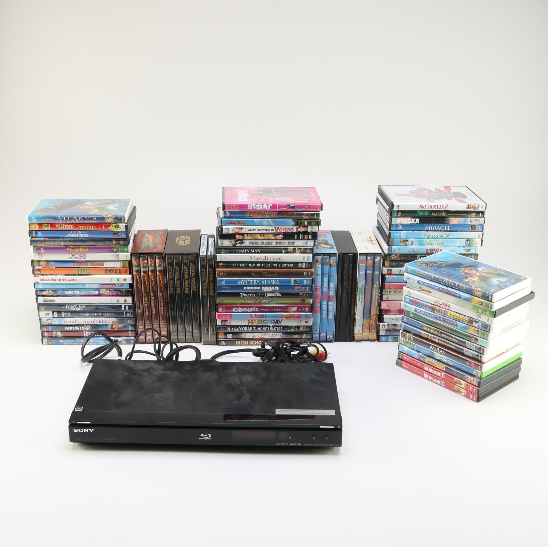 Over 80 DVDs and Blu-ray Player