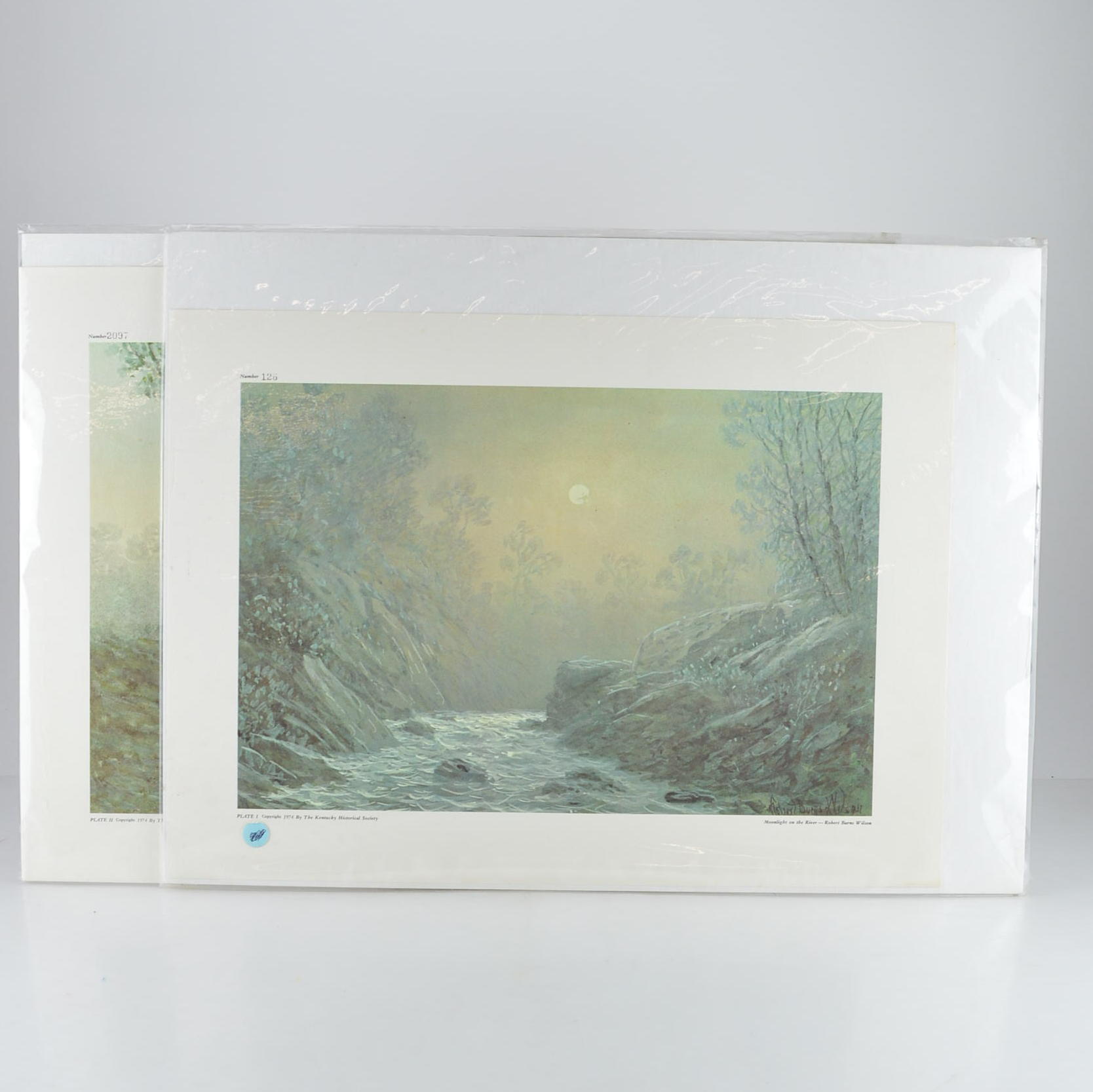 After Robert Burns Wilson Prints "Moonlight on the River" and "Early Morning on Benson Creek"