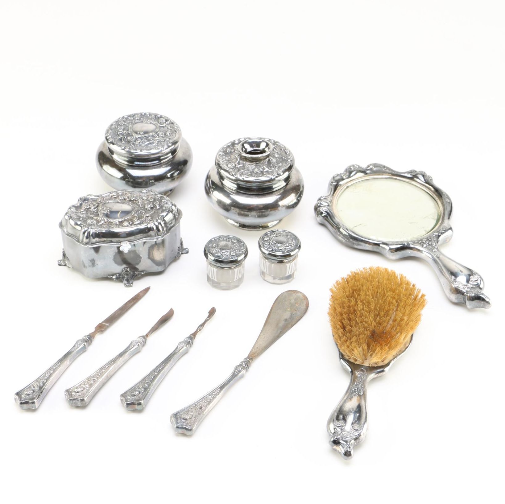 Derby Silver Company Silver Plate Vanity Set