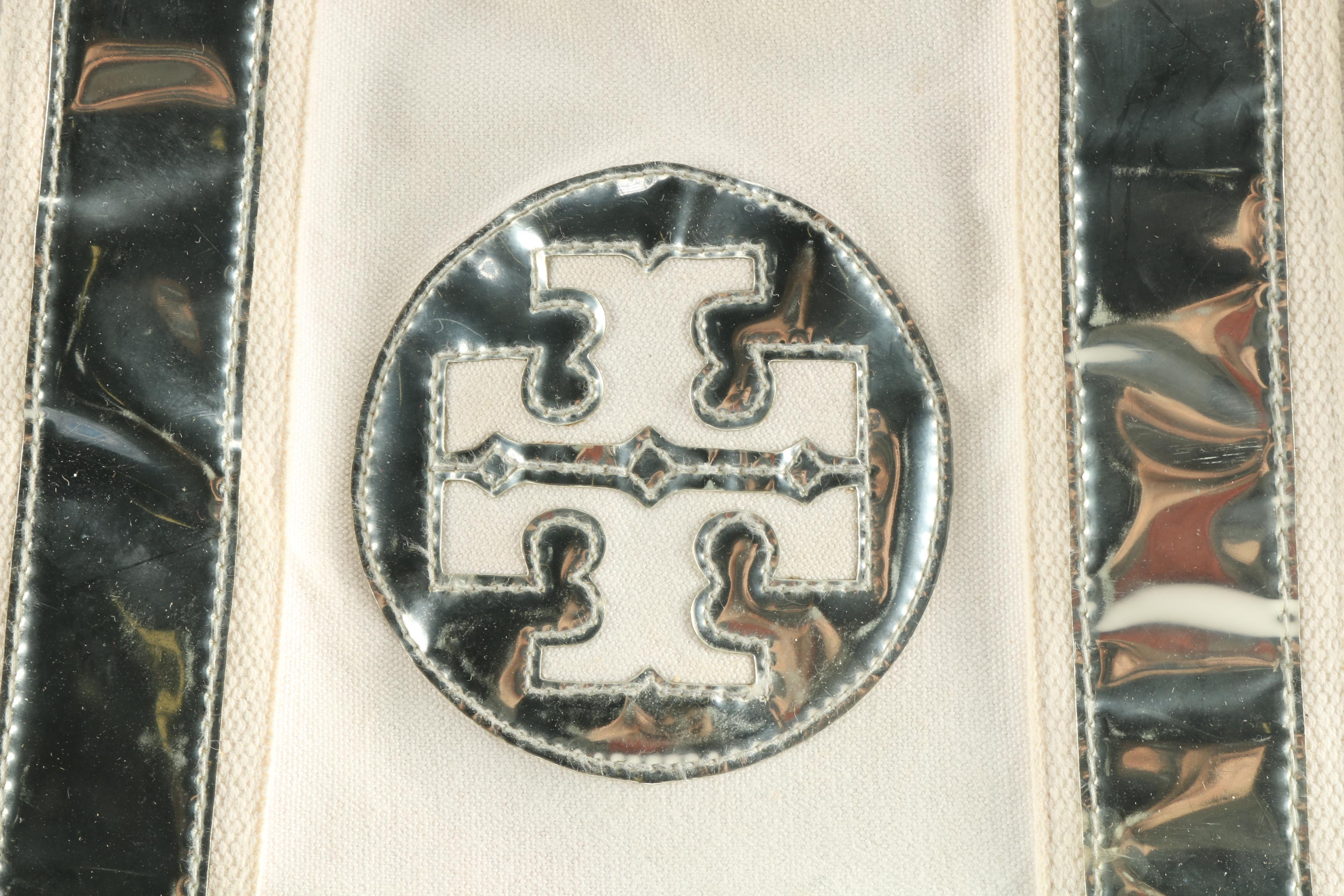 Tory Burch Canvas and Metallic Tote