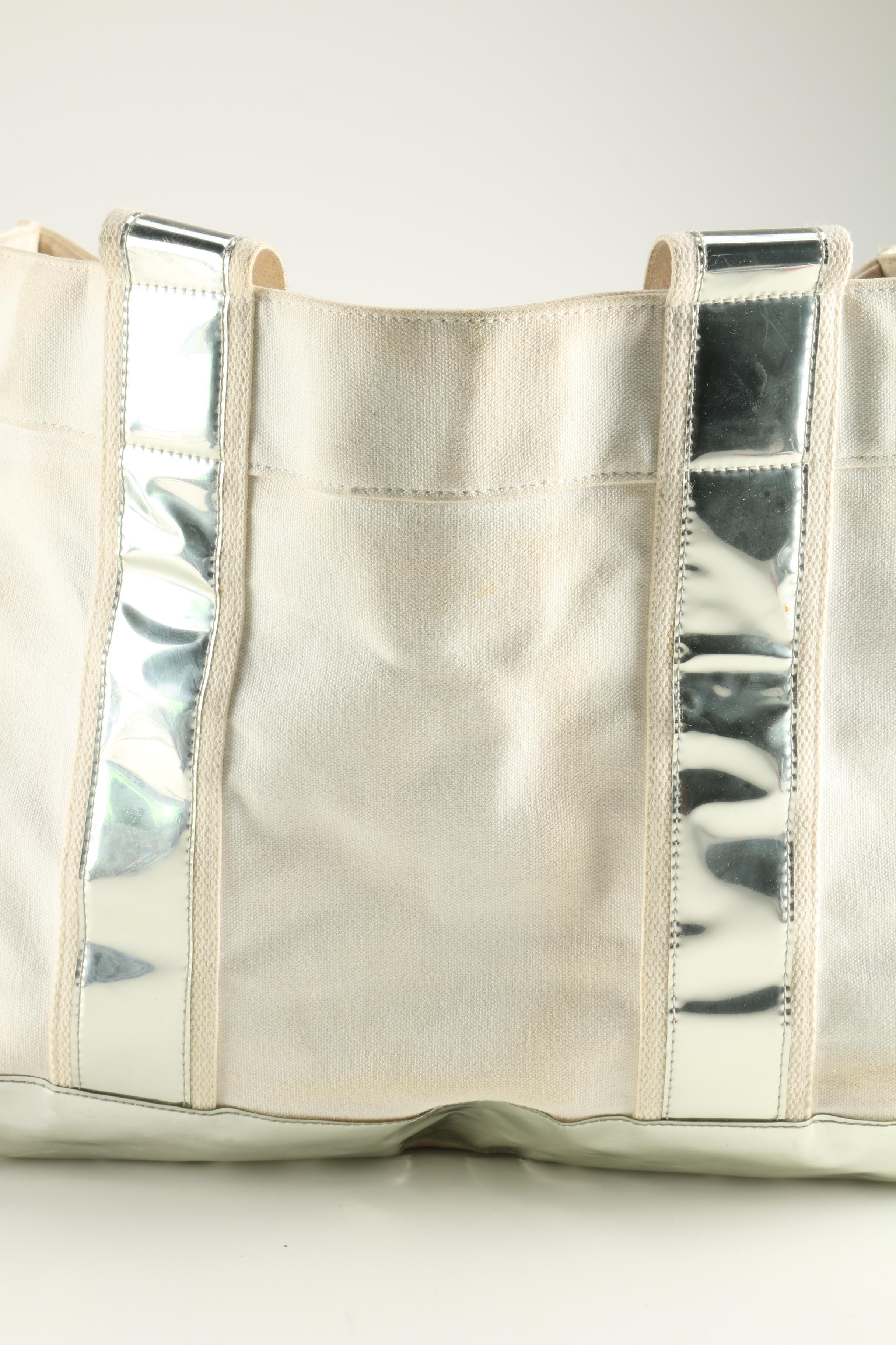 Tory Burch Canvas and Metallic Tote