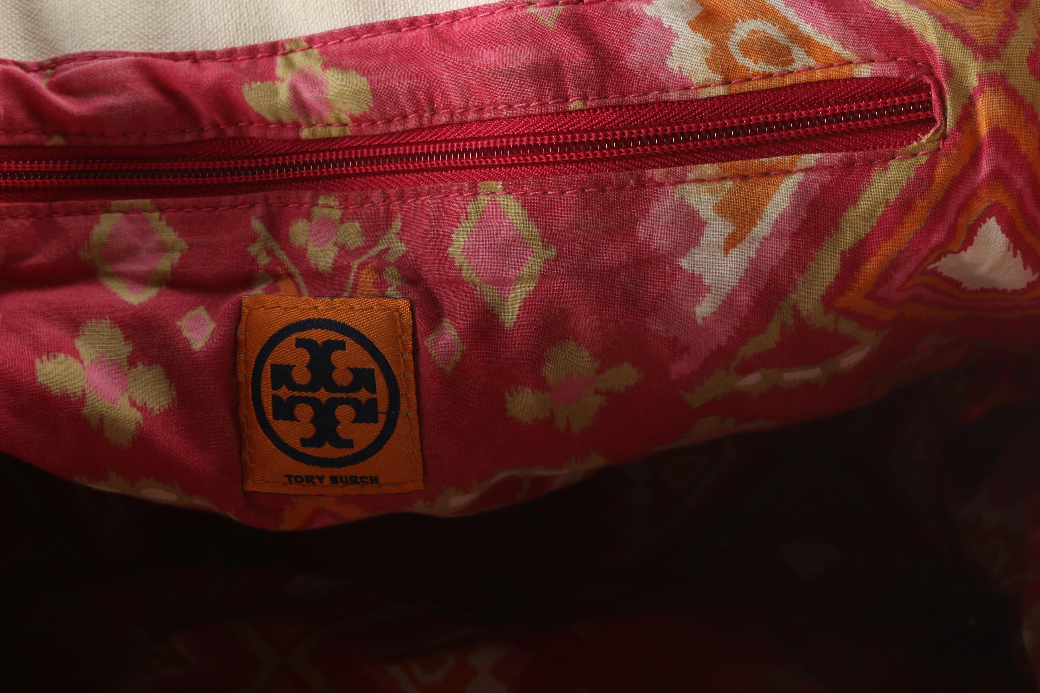 Tory Burch Canvas and Metallic Tote